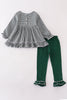 Premium Green gingham girl ruffle set