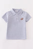 Premium Grey stripe football embroidery stripe boy shirt