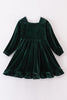 Premium Forest velvet lace girl dress