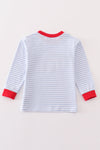 Premium red stripe farm applique boy top