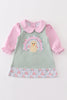 Premium Green turkey applique 2pc girl set