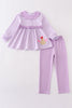 Premium Purple turkey applique girl pants set