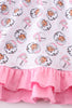 Premium pink christmas santa claus print girl pajama gown