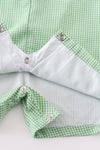 Premium Green excavator embroidery boy gingham jonjon