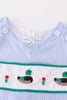 Premium Blue duck embroidery boy gingham jonjon