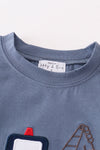 Premium Blue tractor applique boy top