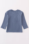 Premium Blue tractor applique boy top