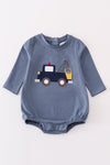 Premium Grey crane applique boy bubble