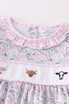 Premium Floral print cow embroidery girl set