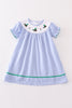 Premium Blue duck embroidery girl dress