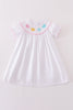 Premium white valentine heart embroidery dress