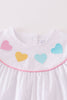 Premium white valentine heart embroidery dress