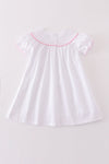 Premium white valentine heart embroidery dress