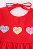 Premium red valentine heart applique dress