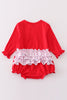 Premium red valentine heart applique girl bubbble