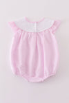 Premium pink stripe bunny embroidery girl bubble