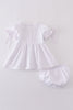 Premium white floral embroidery bloomer set