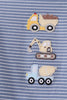 Blue stripe truck embroidery romper