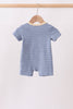 Blue stripe truck embroidery romper