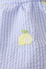 Blue stripe seersucker lemon embroidery ruffle bubble