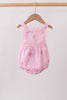 Pink stripe seersucker flamingo embroidery ruffle bubble