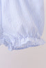 Blue stripe seersucker lemon embroidery scalloped bloomer set