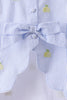 Blue stripe seersucker lemon embroidery scalloped bloomer set