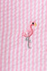 Pink stripe seersucker flamingo embroidery scalloped bloomer set
