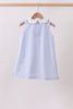 Blue stripe seersucker lemon applique dress
