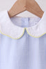 Blue stripe seersucker lemon applique dress