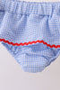 Blue flag applique gingham ruffle 2pc swimsuit
