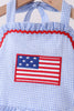 Blue flag applique gingham ruffle one-piece swimsuit