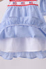 Blue flag embroidery ruffle bloomer set