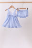 Blue flag embroidery ruffle bloomer set