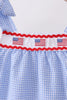 Blue flag embroidery ruffle dress