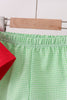 Red watermelon embroidery shorts set