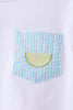 Blue lemon embroidery shorts set