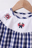 Black flag fireworks embroidery gingham dress