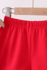 Red flag fireworks embroidery ruffle shorts set