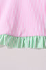 Pink stripe ruffle 2pc swimsuit