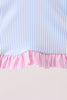 Blue stripe ruffle rashguard set
