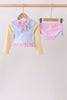 Blue stripe ruffle rashguard set