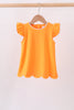 Orange flutter sleeve scalloped top
