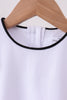 Snow white flutter sleeve scalloped top
