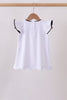 Snow white flutter sleeve scalloped top
