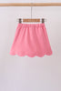 Deep pink scallop hem bow skort
