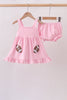 Pink football applique everyone has fun bloomer set