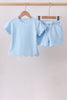 Blue Scalloped Shorts Set