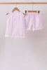 Pink Seersucker Stripe Scalloped Shorts Set