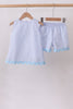 Blue Seersucker Stripe Scalloped Shorts Set